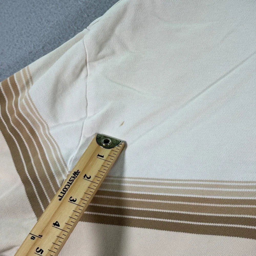 Banana Republic Fitted Polo Shirt Mens XL Beige Stripe‎ Comfort Classic Preppy